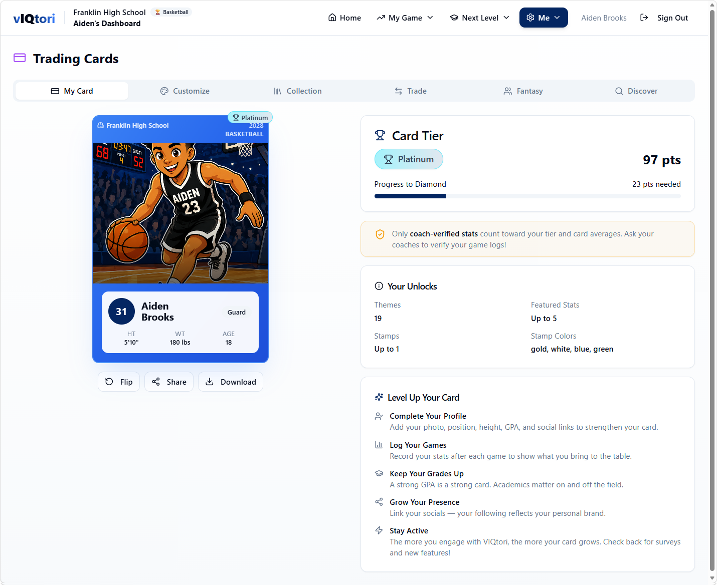 Athlete profile card