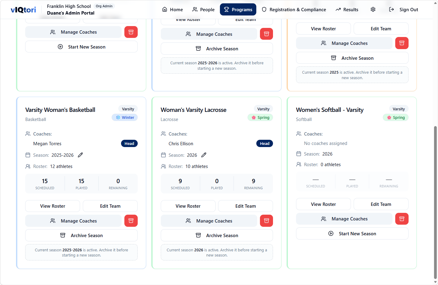 Programs and teams management